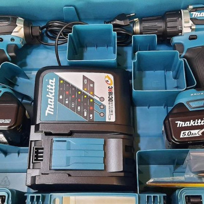 BỘ MÁY KHOAN MÁY VẶN VÍT DÙNG PIN 18V (DDF484＋DTD153) MAKITA DLX2189T (02 PIN 18V  01 ĐẾ SẠC NHANH ) - HÀNG CHÍNH HÃNG