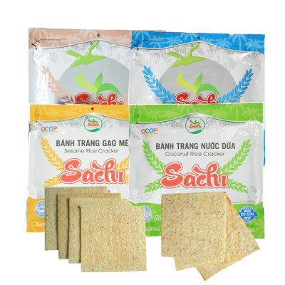 Thùng 50 Gói Loại 70Gram, Bánh Tráng Nước Cốt Dừa Cao Cấp Nướng Sẵn Sachi
