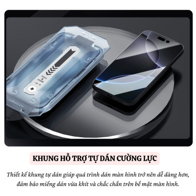 Cường lực Full viền kèm khung cho iPhone 16 Pro Max / 16 Pro / 16 Plus hiệu Nillkin CP+ PRO Phủ Nano, vát cạnh 2.5D, lớp Olephobic - Hàng nhập khẩu