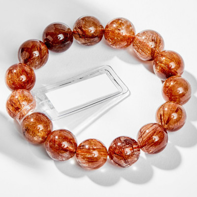 Vòng Tay Phong Thủy Nam Đá Thạch Anh Tóc Đỏ (11mm) Mệnh Hỏa, Thổ Ngọc Quý Gemstones