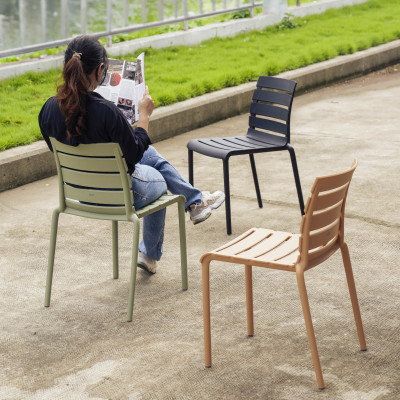 Ghế ăn ngoài trời bằng nhựa cao cấp, đúc nguyên khối, có tựa lưng - Cobihome