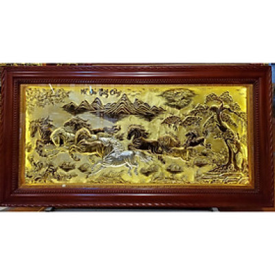 Tranh đồng vàng nguyên chất liền tấm gắn đèn led- MÃ ĐÁO THÀNH CÔNG