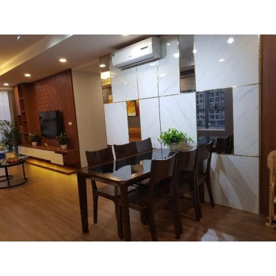 bàn ghế ăn gỗ sồi 80x1m6 gồm 6 ghế phun màu óc chó