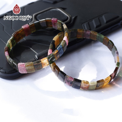Vòng đá tourmaline đa sắc dạng bản thô - Ngọc Quý Gemstones