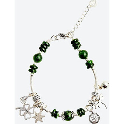 Vòng tay đá Diopside charm cỏ 4 lá Ngọc Quý Gemstones