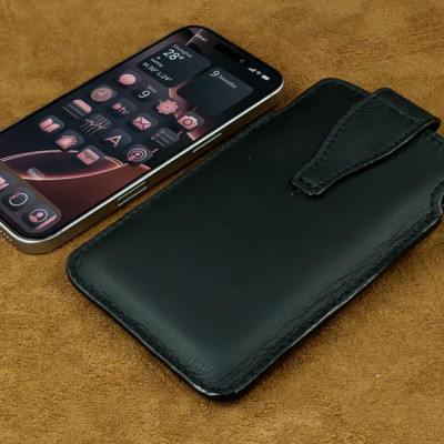 Bao da rút nút cài IONECASE điện thoại 17 pro 16 pro 15 pro 14 pro 13 pro Da Bò Thật mẫu 10 - hàng chính hãng