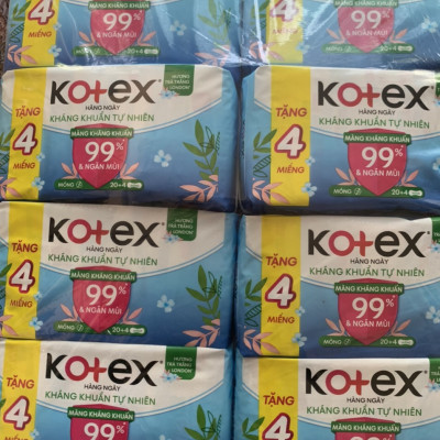 Combo 8 Gói Băng Vệ Sinh Kotex Hàng Ngày Kháng Khuẩn- Mỗi Gói 20 Miếng- Date luôn mới