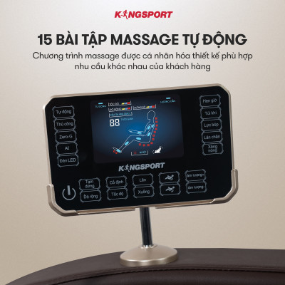 Ghế massage KINGSPORT G91 cao cấp con lăn 3D với 15 bài tập, chế độ quét cơ thể thông minh, túi khí massage chân cao