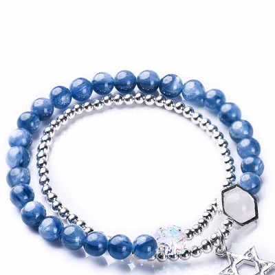 Vòng 2 line đá Kyanite charm ngôi sao bạc mệnh thủy, mộc - Ngọc Quý Gemstones