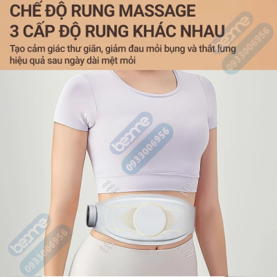 Máy massage xung điện EMS tan mỡ bụng Beame BM-B48, Đai massage lưng bụng rung nhiệt đánh tan mỡ, giảm đau bụng kinh
