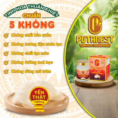 Yến chưng Đường phèn PUTANEST hộp quà tặng cao cấp 12 hũ 70ml đẹp da ngủ ngon tăng sức đề kháng