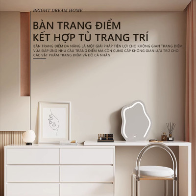 Bàn trang điểm đẹp xoay 180 thông minh có 6 ngăn kéo để đồ gỗ mdf phủ melamin chống xước thương hiệu IGA - GP305