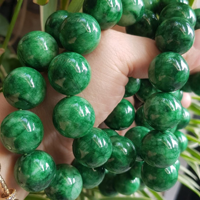 ️Vòng Tay Nam Đá Cẩm Thạch Xanh lá Size lớn hạt 18mm bóng đẹp hợp Các Anh Mệnh Mộc mệnh Hỏa đeo là một món trang sức tuyệt vời cho các quý ông ạ