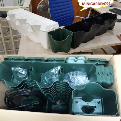 08 Chậu trồng rau thông minh Không thay đất Vertical (Màu Xanh) có tưới nhỏ giọt và bón phân Bán tự động nhập khẩu Bồ Đào Nha ( dành khu vực Không có vòi cấp)