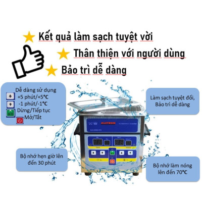 Máy Rửa Sóng Âm 50W 2Lít Thương Hiệu ALSTRON Singapore - Ultrasonic Cleaner (ALD-40050-20H)