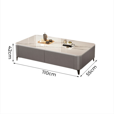 Bàn trà sofa phòng khách họa tiết vân đá bọc da cao cấp phong cách sang trọng - GP379