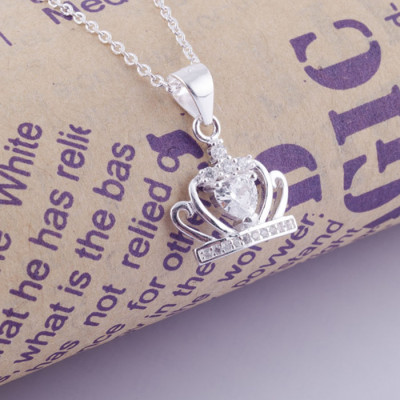 Bộ dây chuyền trang sức bạc Ý S925 Bạc Xinh Huệ Ngân - Vương miện đẹp PP1151