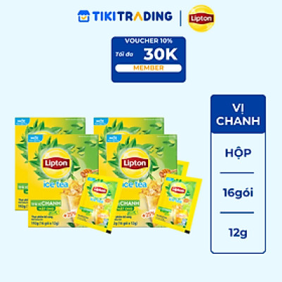 Combo 4 Trà Lipton Ice Tea Vị Chanh Mật Ong 16gói x 12gram/hộp