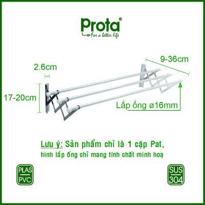 [CHÍNH HÃNG] Pat xếp gắn tường 16mm inox cao cấp (không bao gồm ống inox) - Bào hành 12 tháng