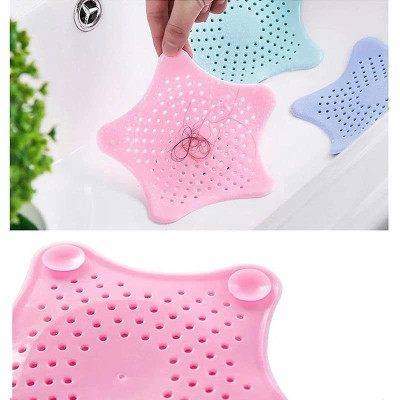 Miếng Lọc Rác Silicon Thông Minh Nhà Tắm, Bồn Rửa Bát - Hình ngôi sao, có chân bám cố định (giao màu ngẫu nhiên)