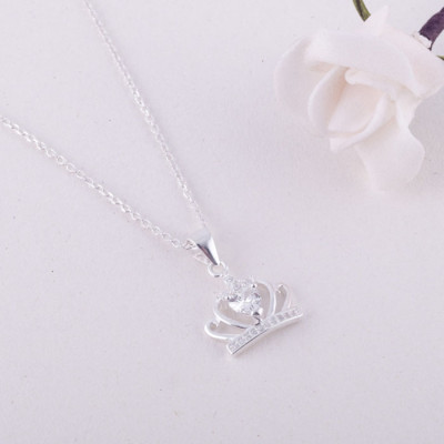 Bộ dây chuyền trang sức bạc Ý S925 Bạc Xinh Huệ Ngân - Vương miện đẹp PP1151