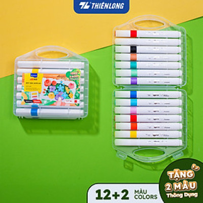 [Tặng 2/4/6 màu] Acrylic Markers/ Bút sơn/ Bút lông 12/24/36 màu ThiênLong Colokit - Màu sắc tươi sáng, Không thấm qua mặt giấy
