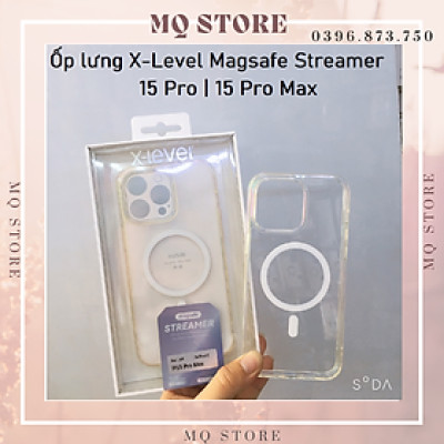 Ốp lưng cho iPhone 15 Pro Max Streamer Magnetic đổi màu chống sốc chính hãng X-Level( hàng chính hãng)