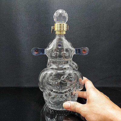 Chai Đựng Rượu Thủy Tinh 1000ML cao cấp mẫu Thần Tài – Chai thủy tinh đựng rượu 1 Lít – Vỏ Chai Rượu Đẹp decor (E8)