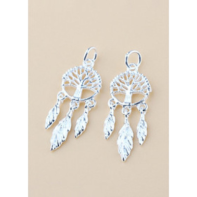 Combo 2 cái charm bạc hình Dream catcher cây lá treo - Ngọc Quý Gemstones