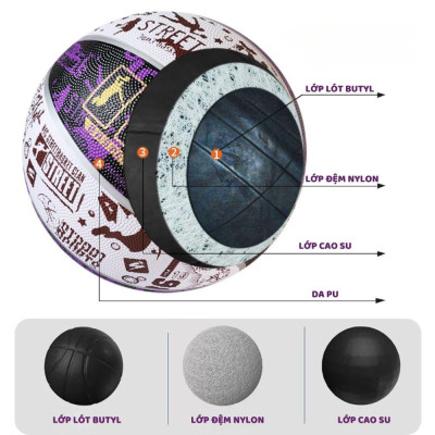 Banh Bóng Rổ Size 7 Tặng Kèm Bơm Tay + Kim Bơm + Túi Lưới Quả Số 7 Da Cao Su Chơi Ngoài Trời Outdoor