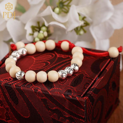 Vòng Dâu Tằm 7 Bi Bạc Cho Bé Trai 