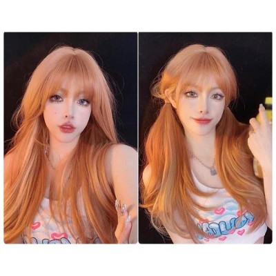 Tóc giả cam thẳng light trắng cao cấp