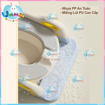 Bệ Lót Thu Nhỏ Bồn Cầu 3in1 Có Cầu thang Gấp Gọn Hỗ Trợ Ngồi Bô trong Phòng cho Bé Nhỏ