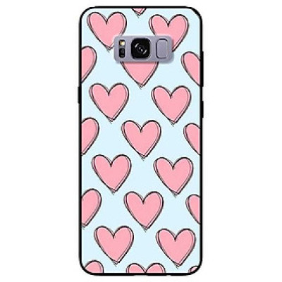 Ốp lưng dành cho Samsung S8 - S8 Plus - S9 Plus mẫu Tim Hồng Nền Xanh