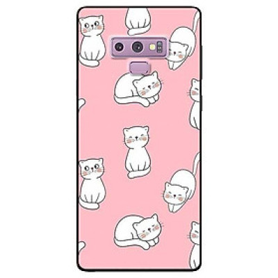 Ốp lưng dành cho Samsung Note 8 - Note 9 - Note 10 - Note 10 Plus mẫu Mèo Trắng Nền Hồng
