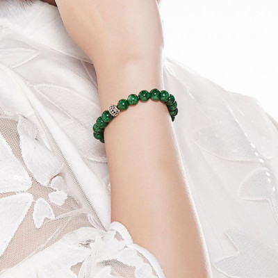 Vòng Đá Cẩm Thạch Sơn Thuỷ Phối Charm Xi Vàng Đính Đá Ngọc Quý Gemstones VT54