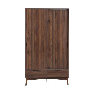 Tủ quần áo cửa lùa 2 cánh kèm ngăn kéo BÌNH LONG gỗ công nghiệp cao cấp chống ẩm, màu nâu tự nhiên