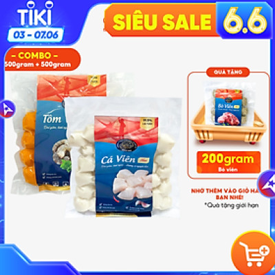 Combo cá viên 500 gram + tôm viên 500 gram Tâm Lợi, loại cao cấp - Giao nhanh trong 3h - 500gr