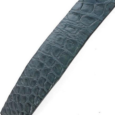 Dây nịt nam da cá sấu Huy Hoàng nguyên con bụng đầu kim màu xanh đậm HT4800