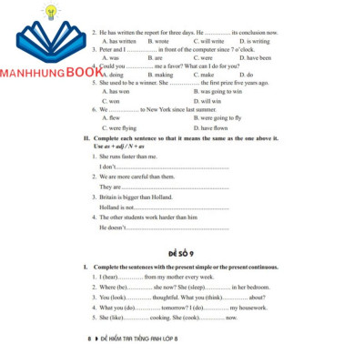 Sách - Đề Kiểm Tra Tiếng Anh Lớp 8 (Tái bản 02)