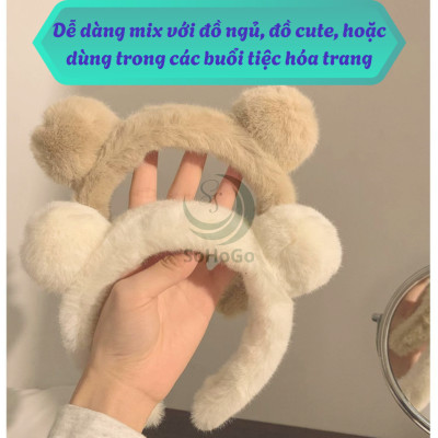 Băng Đô Tai Gấu Lông Mềm Siêu Cưng -Bờm Tai Gấu Lông Mịn Dễ Thương -Băng Đô Tai Gấu Lông Xù Hàn Quốc
