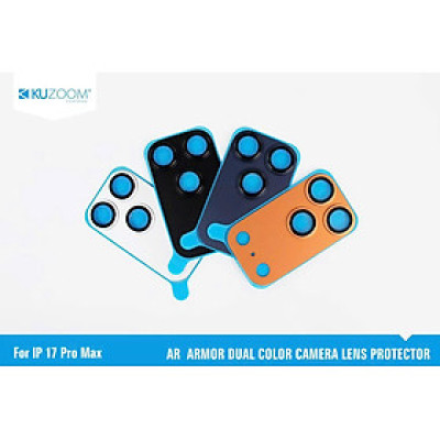 Bộ Lens Bảo Vệ Camera cho iPhone 17 Pro Max / 17 Pro hiệu Kuzoom Crystal Có Khung Hỗ Trợ Dán - Hàng chính hãng