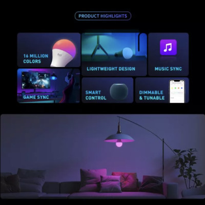  Bóng đèn Led thông minh Xiaomi Yeelight Bulb W3 đui xoắn E27 (RGB 16 triệu màu) - tích hợp Razer Chroma