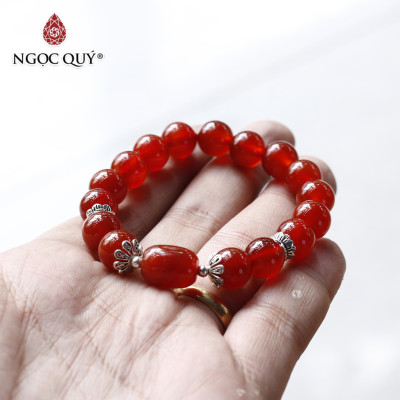 Vòng tay đá mã não đỏ phối lu thống 10mm mệnh hỏa, thổ - Ngọc Quý Gemstones
