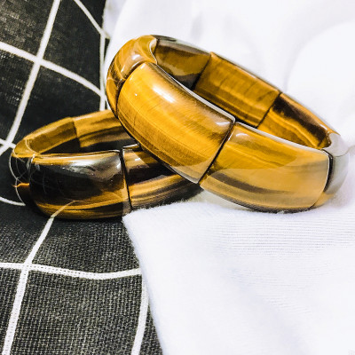 Vòng thạch anh mắt hổ vàng nâu bản đốt lớn mệnh thổ, kim - Ngọc Quý Gemstones