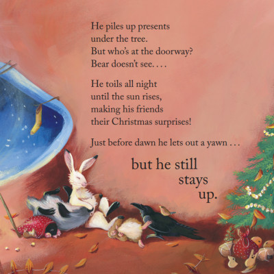 Sách tranh song ngữ Gấu thức đón Giáng sinh - Ehomebooks