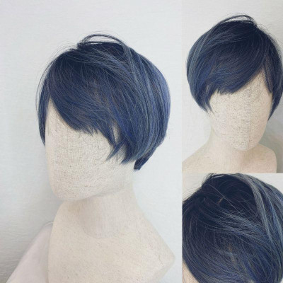 tóc giả tomboyfreeshiptóc giả xanh nhuộm chân+tặng lưới chùm tóc