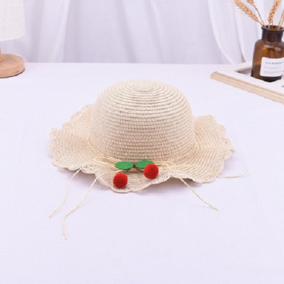 Mũ cói cherry cho bé gái đi biển dễ thương 2- 6 tuổi