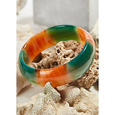 Vòng tay mã não tam tài bản hẹ dầy 20mm - Ngọc Qúy Gemstones