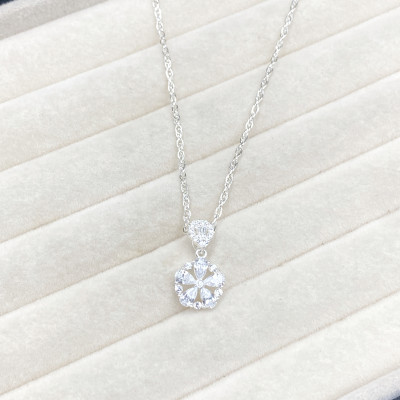 Dây Chuyền Bạc Nữ Dây Xoắn Kép Hoa 5 Cánh Bạc Hiểu Minh DMD559